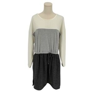 Absolutely Famous Colorblock Sweatshirt Dress Crisscross Bck Drawstring Waist 1X